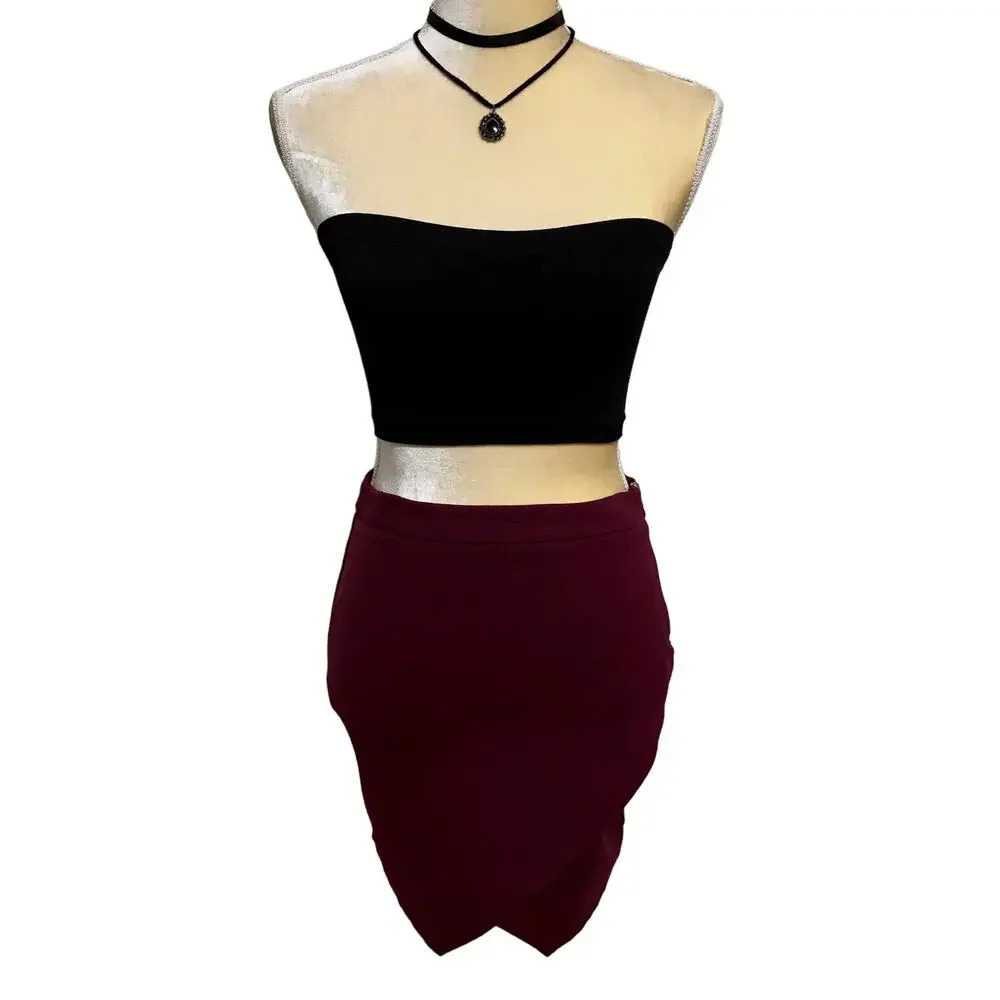 Have Burgundy Mini Skirt Women M